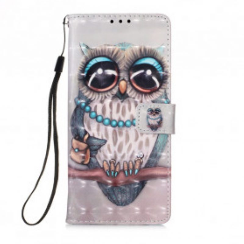 Folio-hoesje voor Samsung Galaxy A32 5G Met Ketting Miss Uil Met Riem