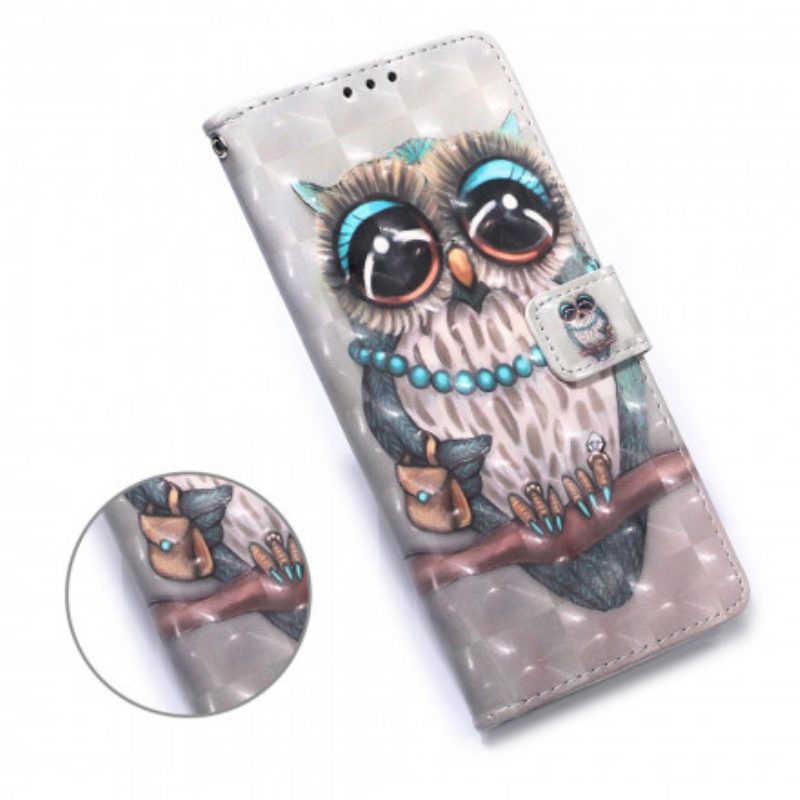 Folio-hoesje voor Samsung Galaxy A32 5G Met Ketting Miss Uil Met Riem