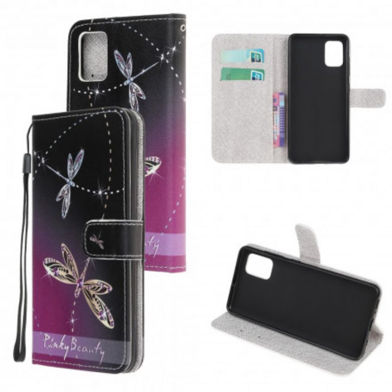 Folio-hoesje voor Samsung Galaxy A32 5G Met Ketting Strappy Libellen