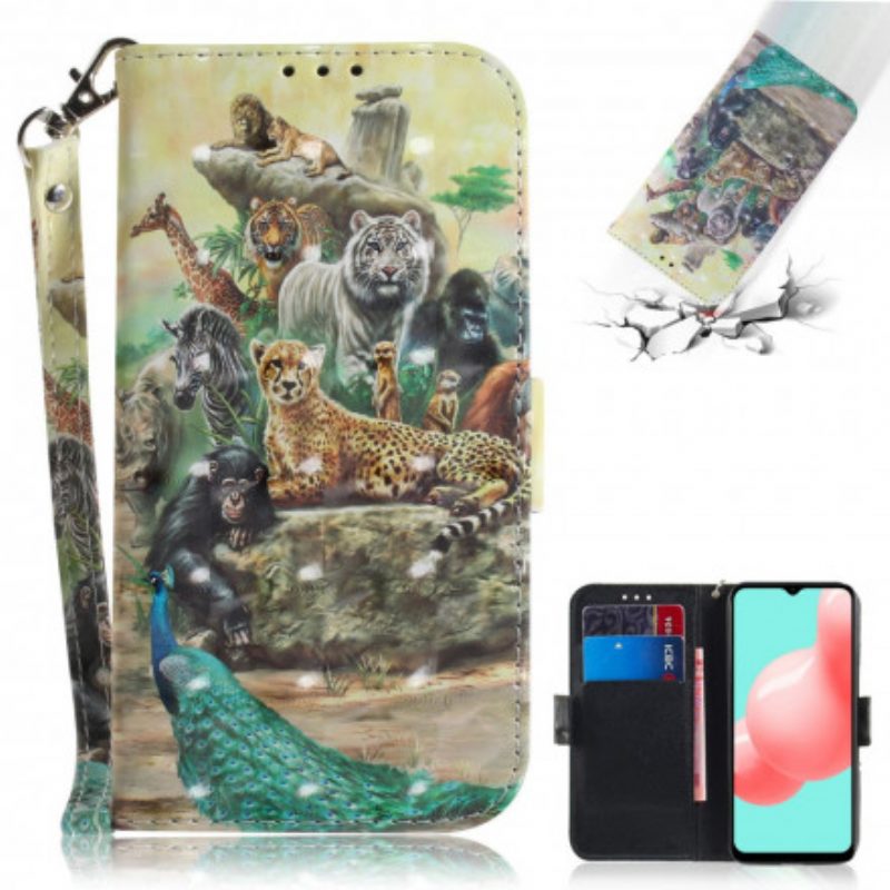 Folio-hoesje voor Samsung Galaxy A32 5G Met Ketting String Safari Dieren