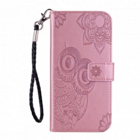 Folio-hoesje voor Samsung Galaxy A32 5G Uil Mandala En Lanyard