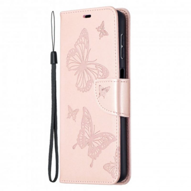 Folio-hoesje voor Samsung Galaxy A32 5G Vlinders Tijdens De Vlucht Met Lanyard