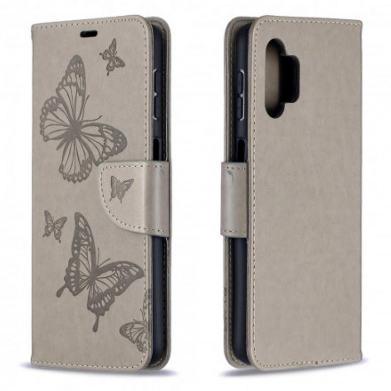 Folio-hoesje voor Samsung Galaxy A32 5G Vlinders Tijdens De Vlucht Met Lanyard