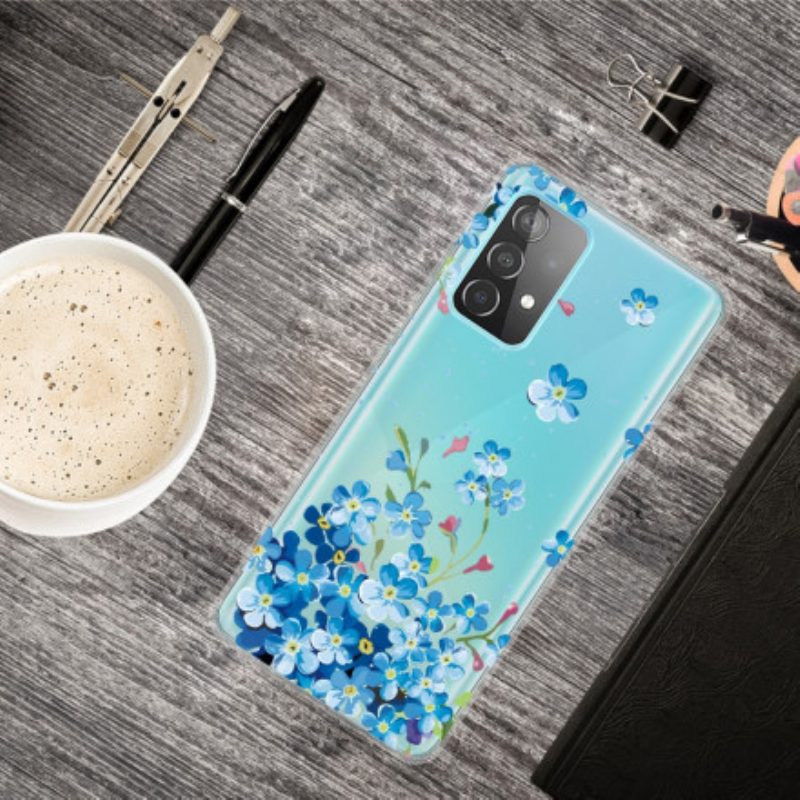 Hoesje voor Samsung Galaxy A32 5G Blauwe Bloemen