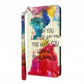 Leren Hoesje voor Samsung Galaxy A32 5G Lichtpunt I Wish Met Lanyard