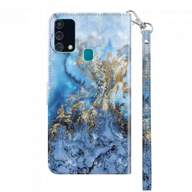 Leren Hoesje voor Samsung Galaxy A32 5G Lichtpunt Marmer Design Met Lanyard