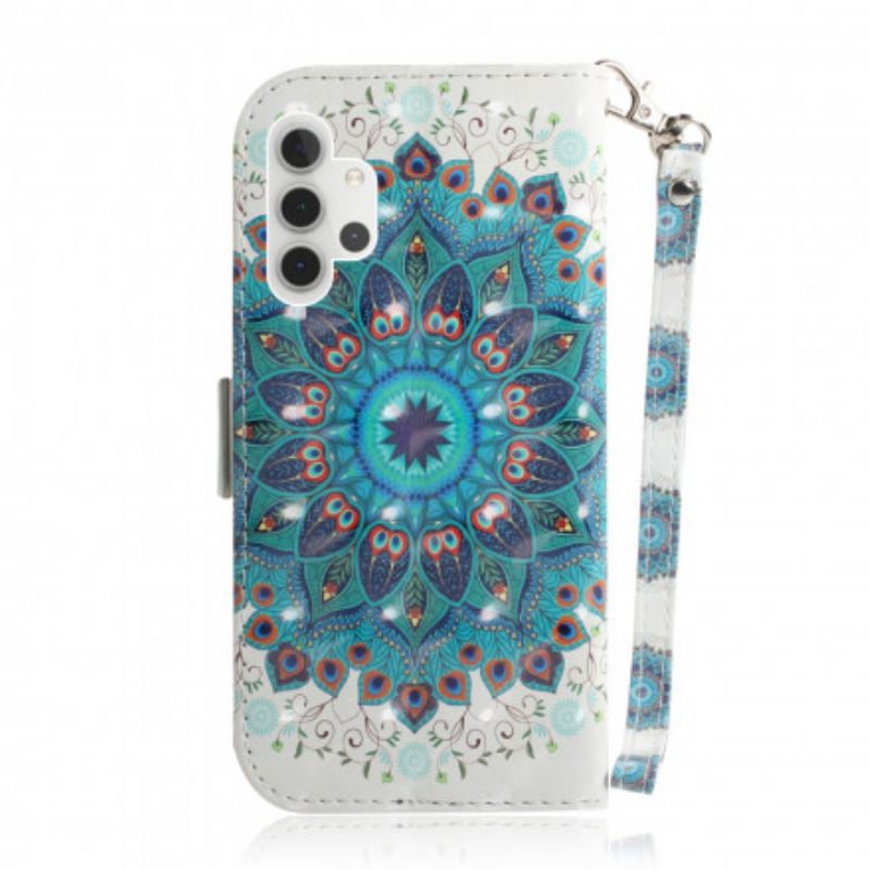 Leren Hoesje voor Samsung Galaxy A32 5G Met Ketting Meesterlijke Mandala Met Riem