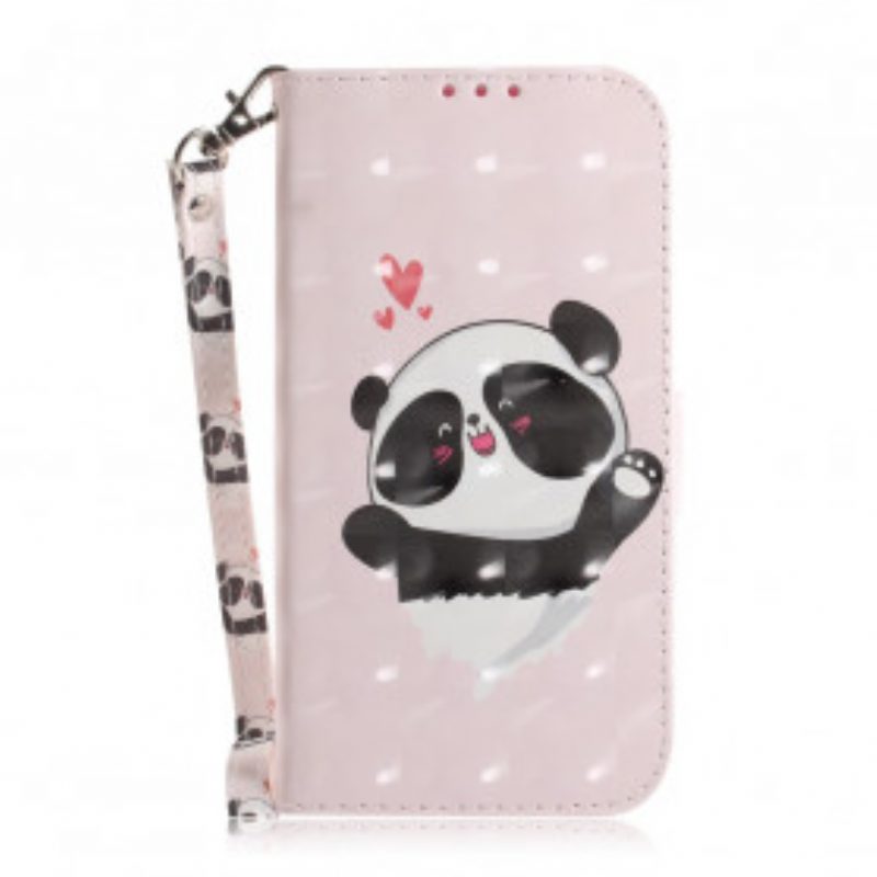 Leren Hoesje voor Samsung Galaxy A32 5G Met Ketting Panda Love Met Sleutelkoord