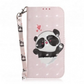 Leren Hoesje voor Samsung Galaxy A32 5G Met Ketting Panda Love Met Sleutelkoord