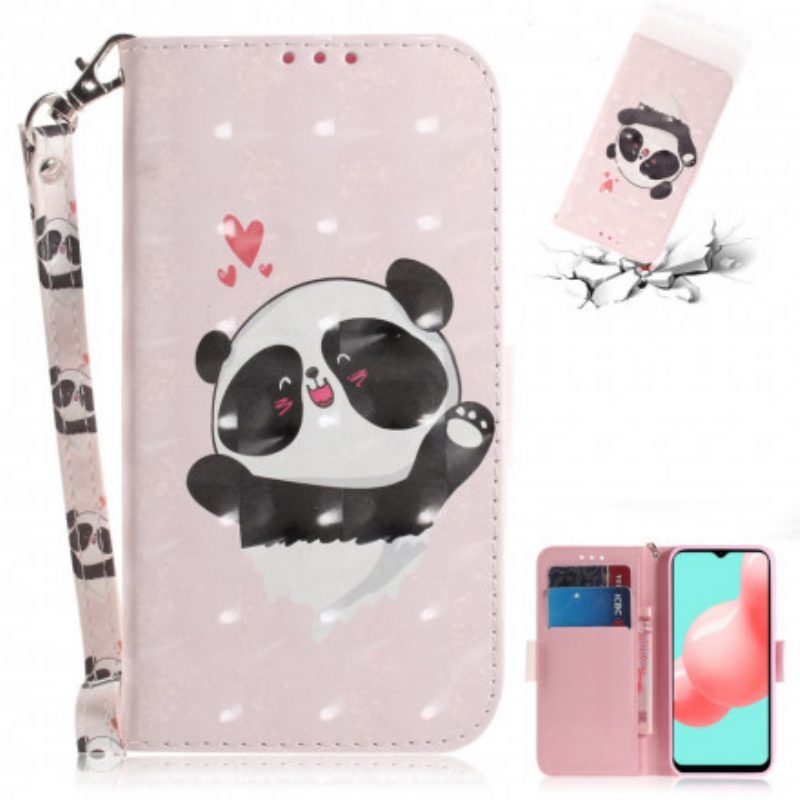 Leren Hoesje voor Samsung Galaxy A32 5G Met Ketting Panda Love Met Sleutelkoord