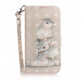 Leren Hoesje voor Samsung Galaxy A32 5G Met Ketting String Hamsters