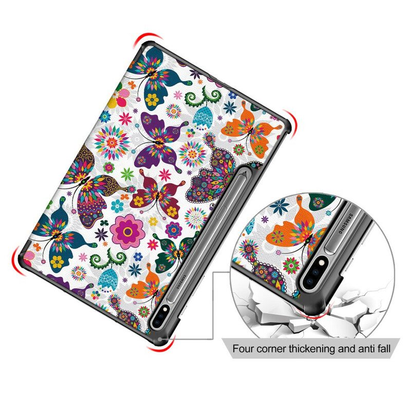 Bescherming Hoesje voor Samsung Galaxy Tab S8 / Tab S7 Verbeterde Vlinders En Bloemen