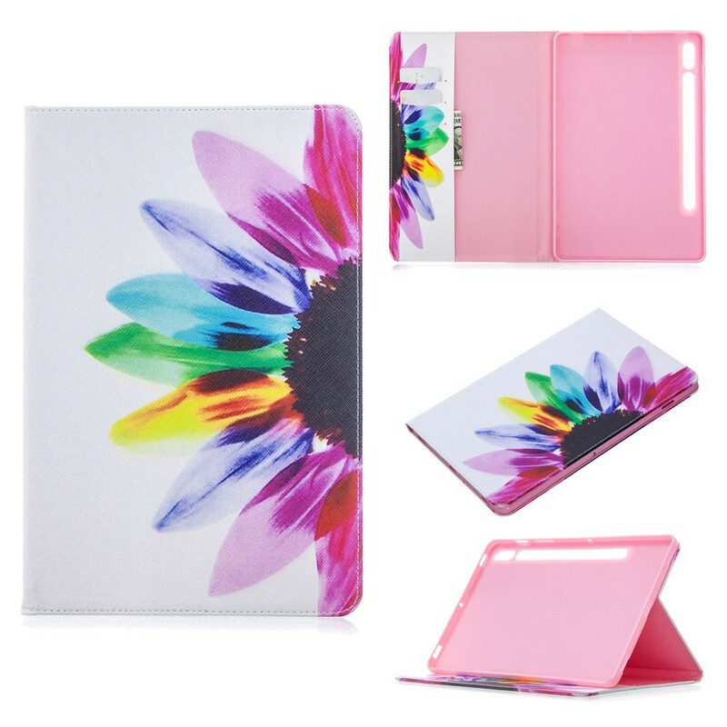 Cover voor Samsung Galaxy Tab S8 / Tab S7 Waterverf Bloem