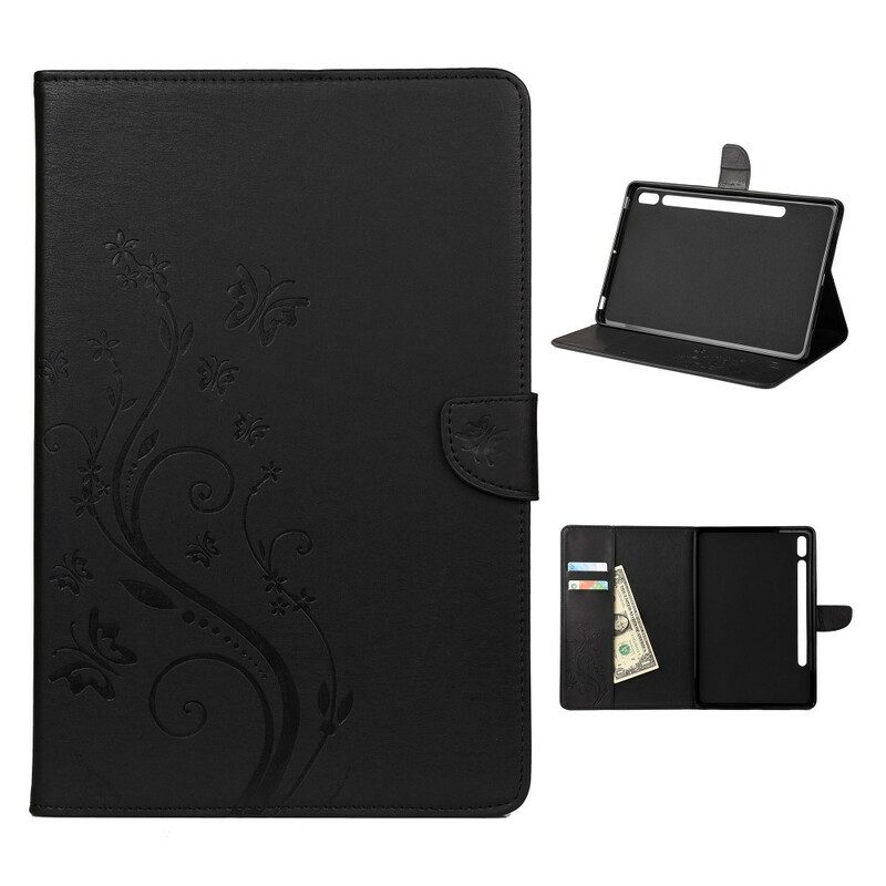 Folio-hoesje voor Samsung Galaxy Tab S8 / Tab S7 Bloemen Vlinders