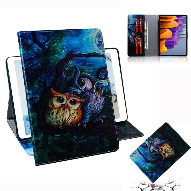 Folio-hoesje voor Samsung Galaxy Tab S8 / Tab S7 Uilen Schilderen