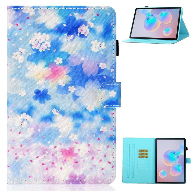 Leren Hoesje voor Samsung Galaxy Tab S8 / Tab S7 Aquarel Bloemen