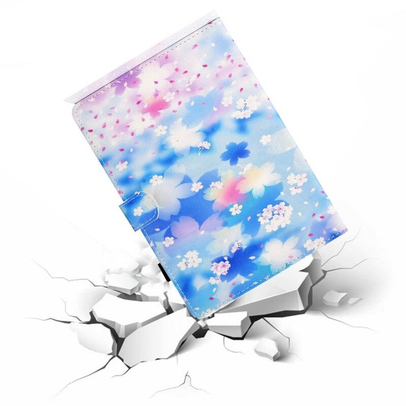 Leren Hoesje voor Samsung Galaxy Tab S8 / Tab S7 Aquarel Bloemen