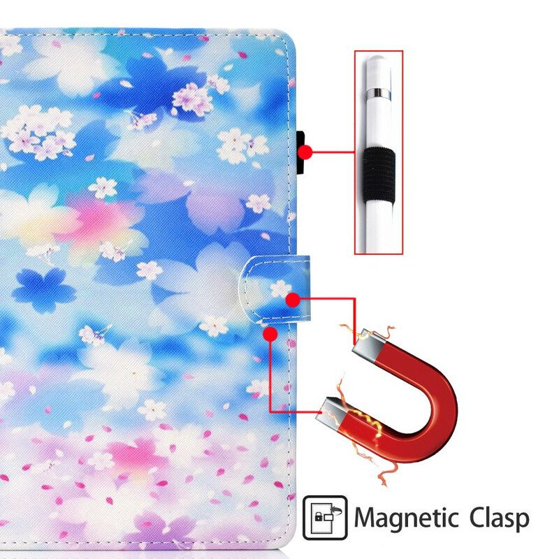 Leren Hoesje voor Samsung Galaxy Tab S8 / Tab S7 Aquarel Bloemen