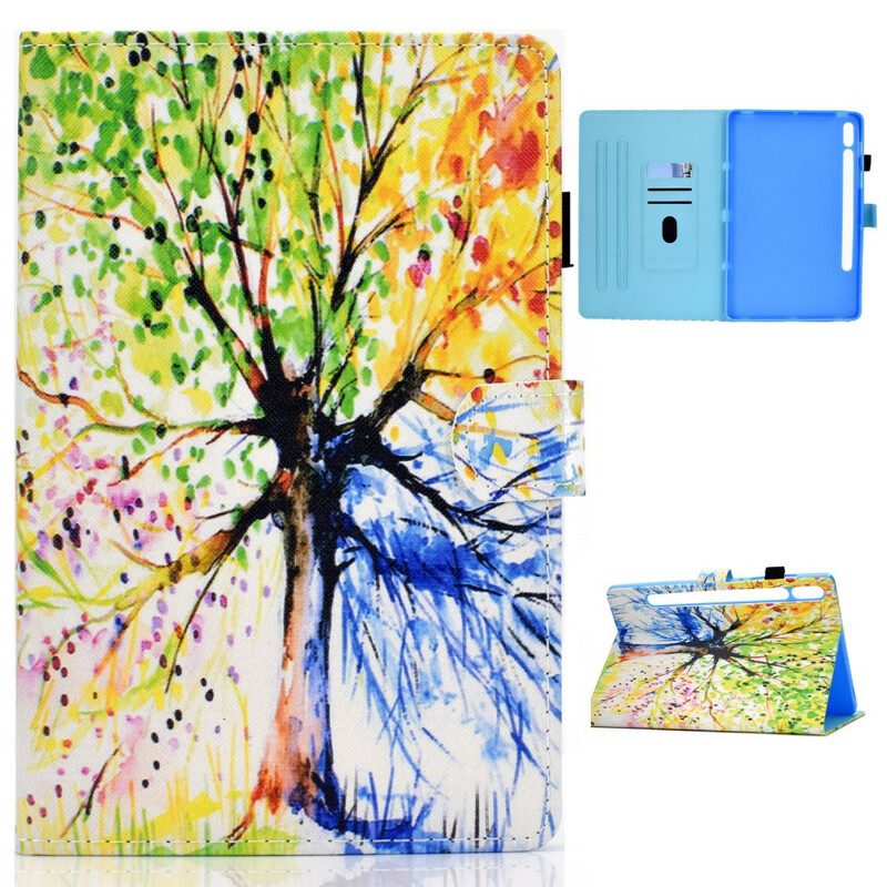 Leren Hoesje voor Samsung Galaxy Tab S8 / Tab S7 Aquarel Boom