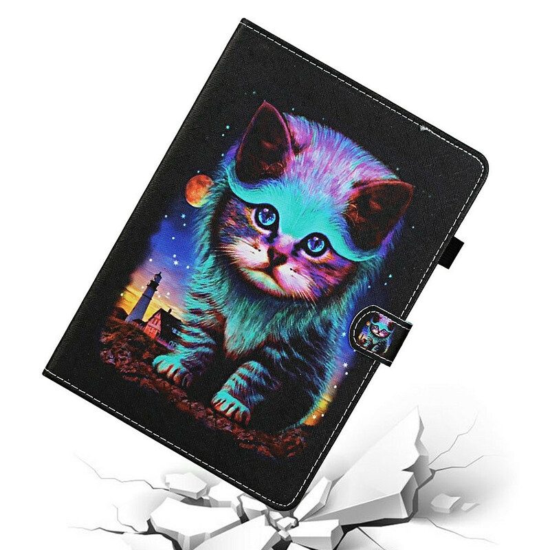 Leren Hoesje voor Samsung Galaxy Tab S8 / Tab S7 Elektrische Kat