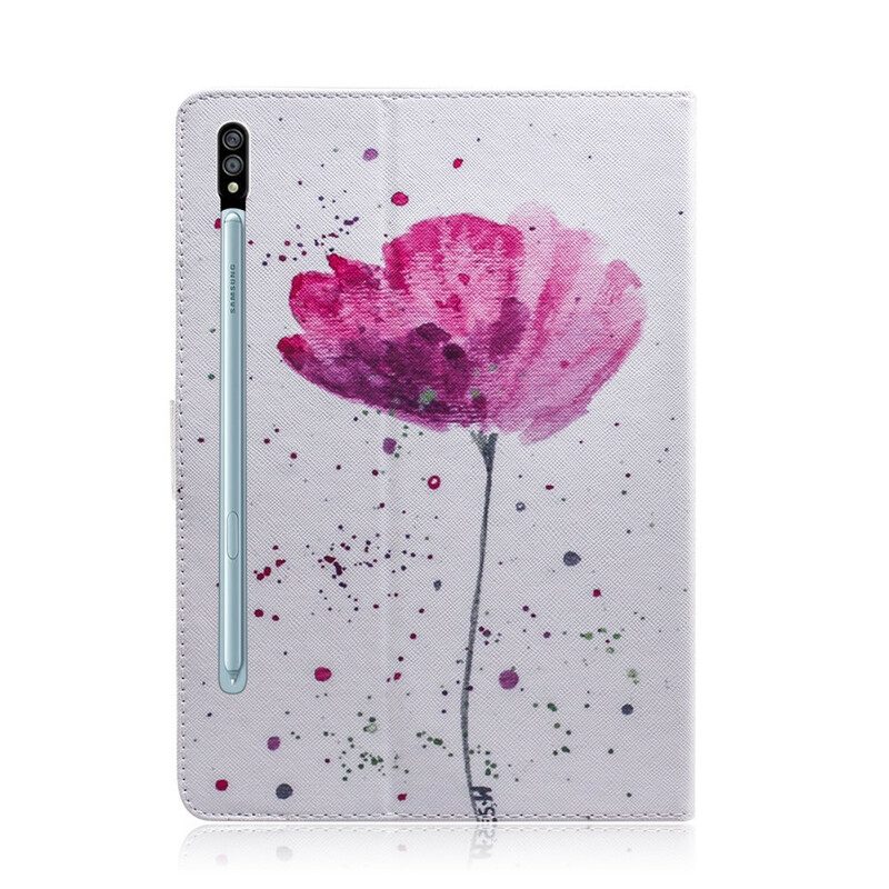 Telefoonhoesje Leren Hoesje voor Samsung Galaxy Tab S8 / Tab S7 Papaver