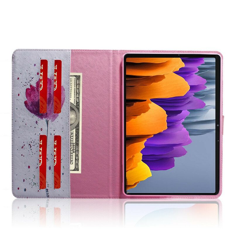 Telefoonhoesje Leren Hoesje voor Samsung Galaxy Tab S8 / Tab S7 Papaver