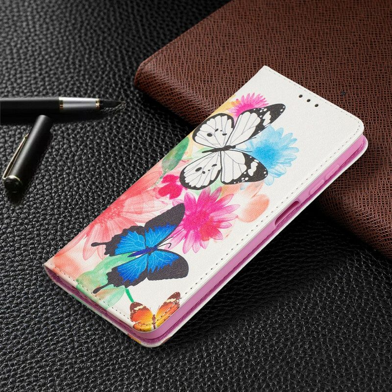 Bescherming Hoesje voor Samsung Galaxy M12 / A12 Folio-hoesje Kleurrijke Vlinders