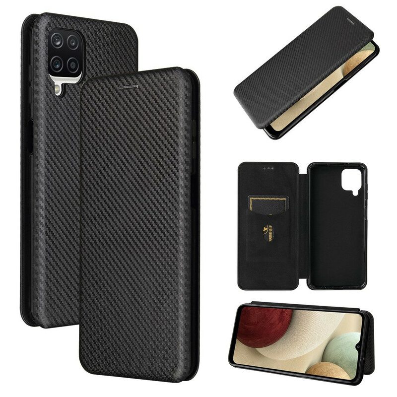 Bescherming Hoesje voor Samsung Galaxy M12 / A12 Folio-hoesje /koolstofvezel