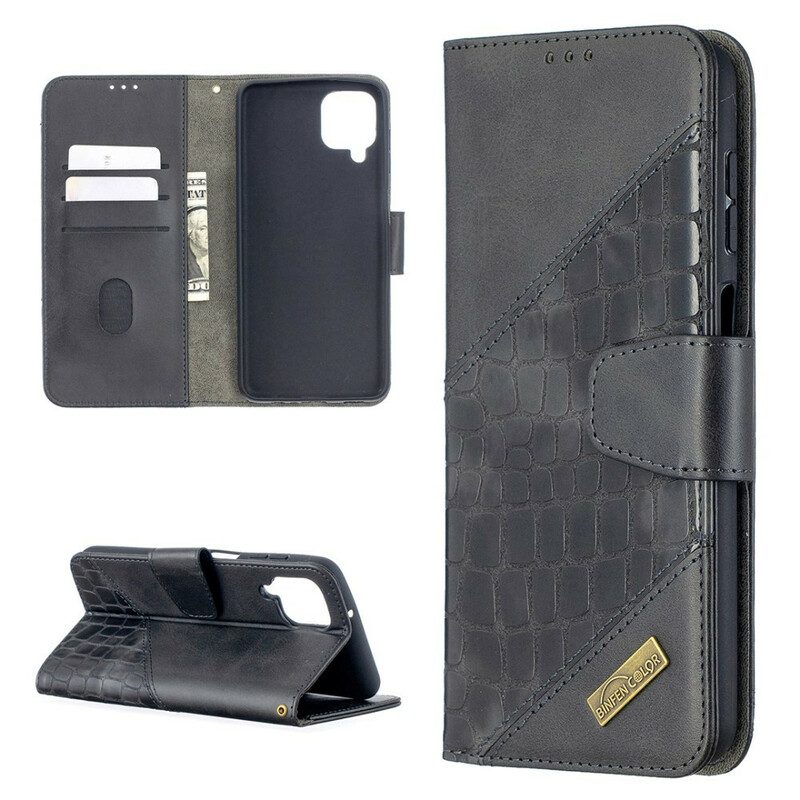 Flip Case voor Samsung Galaxy M12 / A12 Klassiek Krokodillenleer-effect