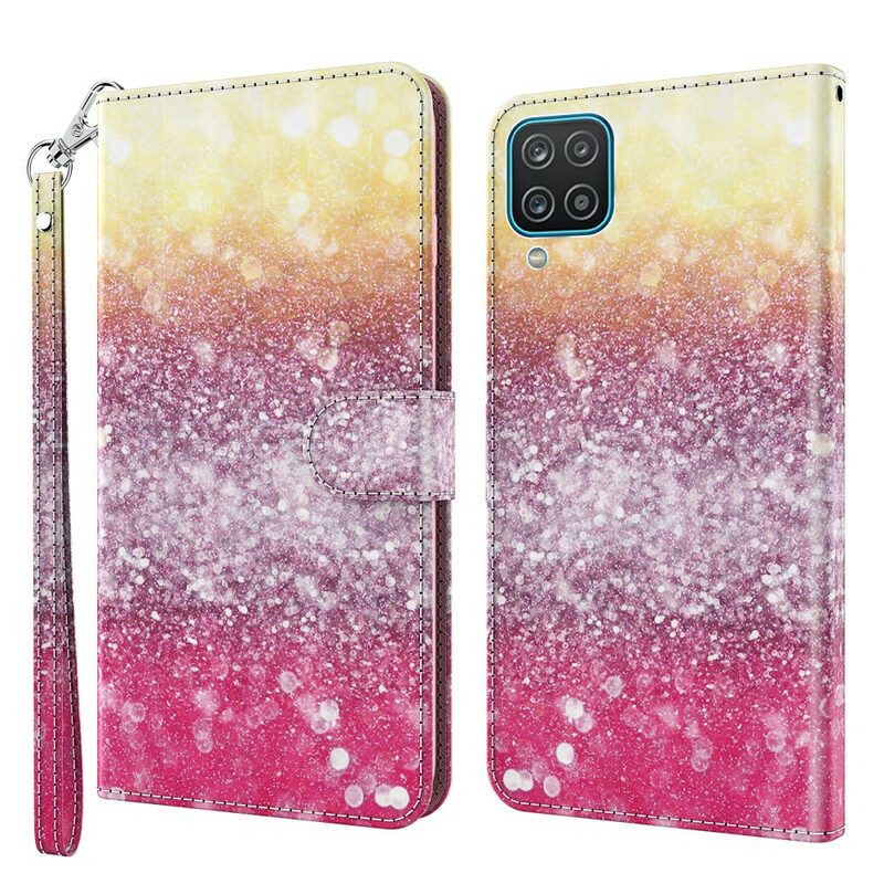 Flip Case voor Samsung Galaxy M12 / A12 Magenta Glitterverloop