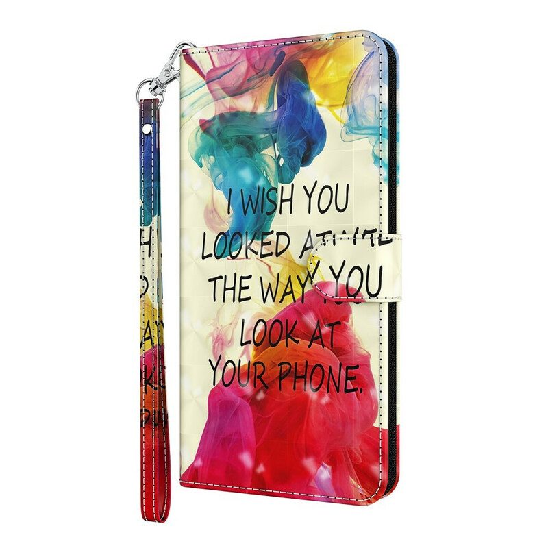 Folio-hoesje voor Samsung Galaxy M12 / A12 Lichtpunt I Wish Met Lanyard