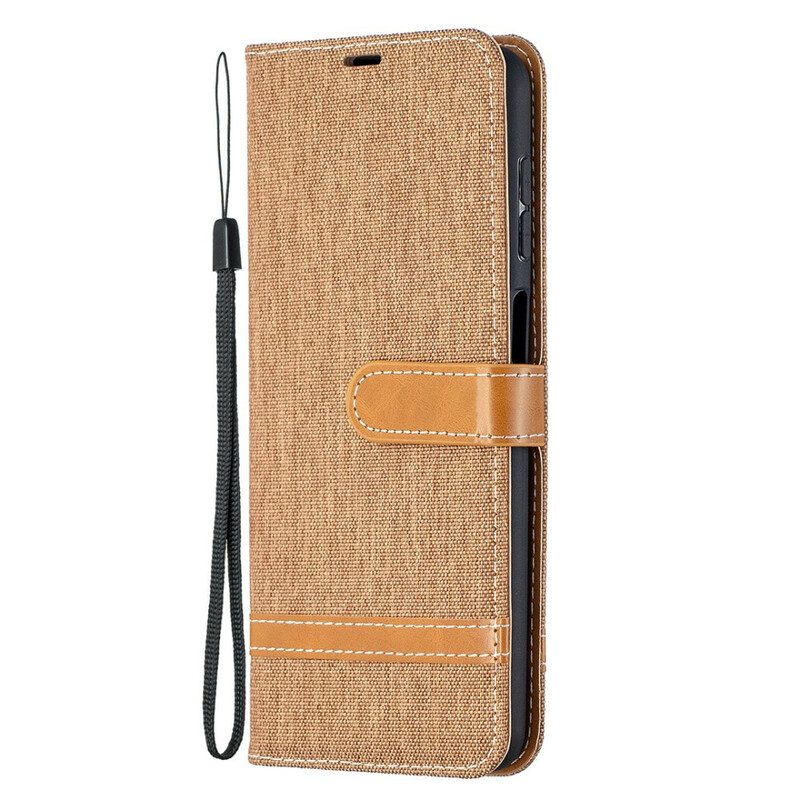 Folio-hoesje voor Samsung Galaxy M12 / A12 Met Ketting Band Van Stof En Leereffect