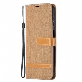 Folio-hoesje voor Samsung Galaxy M12 / A12 Met Ketting Band Van Stof En Leereffect