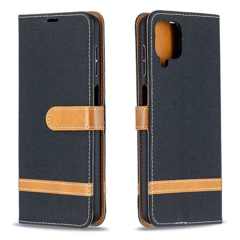 Folio-hoesje voor Samsung Galaxy M12 / A12 Met Ketting Band Van Stof En Leereffect