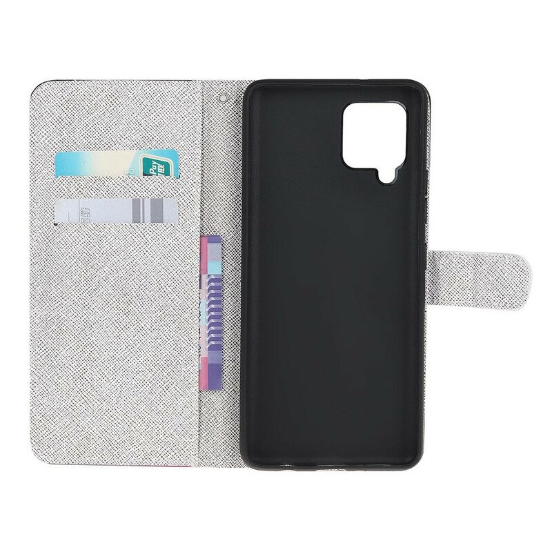 Folio-hoesje voor Samsung Galaxy M12 / A12 Met Ketting Levering Katten Met Strings