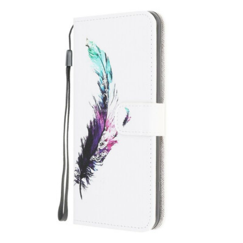 Folio-hoesje voor Samsung Galaxy M12 / A12 Met Ketting Veer Met Koord