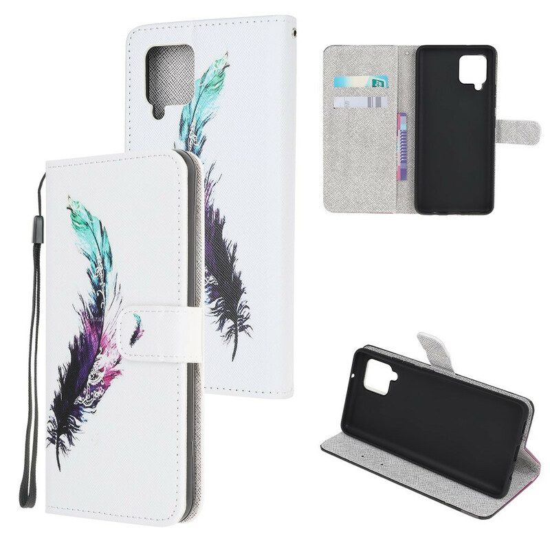 Folio-hoesje voor Samsung Galaxy M12 / A12 Met Ketting Veer Met Koord