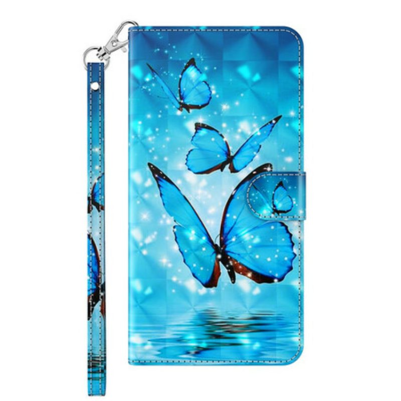 Folio-hoesje voor Samsung Galaxy M12 / A12 Vliegende Blauwe Vlinders