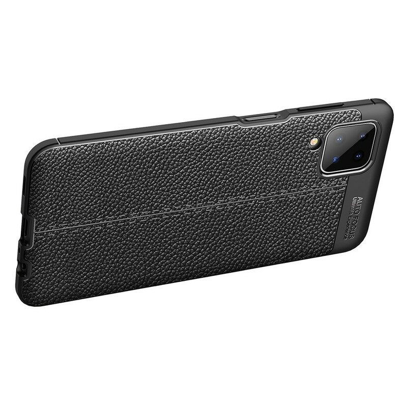 Hoesje voor Samsung Galaxy M12 / A12 Dubbellijnig Litchi-leereffect