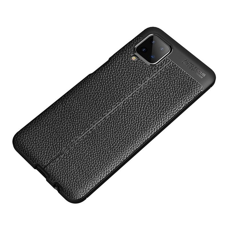 Hoesje voor Samsung Galaxy M12 / A12 Dubbellijnig Litchi-leereffect