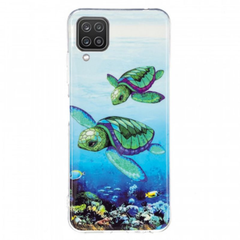 Hoesje voor Samsung Galaxy M12 / A12 Fluorescerende Schildpadden