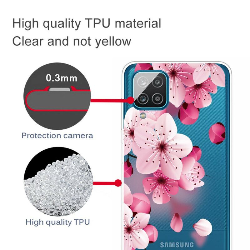 Hoesje voor Samsung Galaxy M12 / A12 Kleine Roze Bloemen