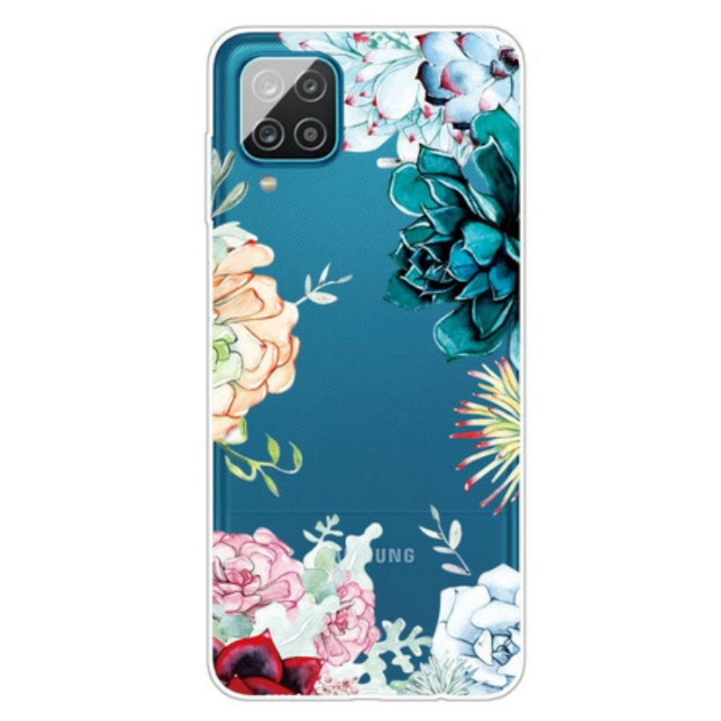 Hoesje voor Samsung Galaxy M12 / A12 Naadloze Aquarel Bloemen