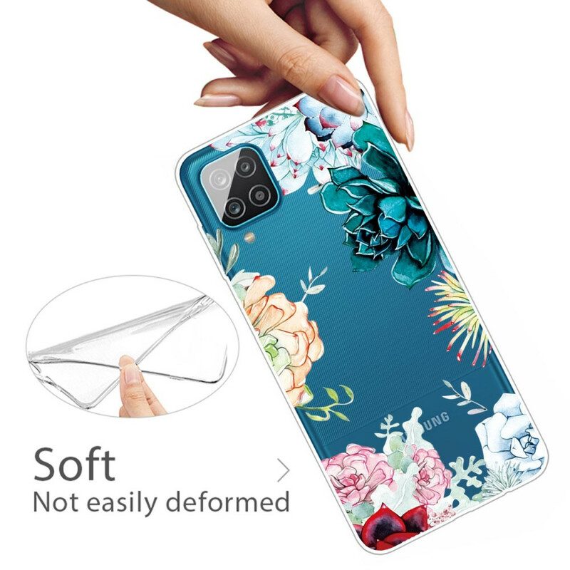 Hoesje voor Samsung Galaxy M12 / A12 Naadloze Aquarel Bloemen