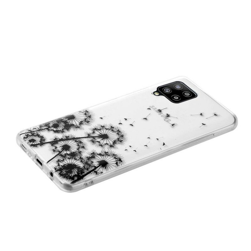 Hoesje voor Samsung Galaxy M12 / A12 Naadloze Zwarte Paardebloemen