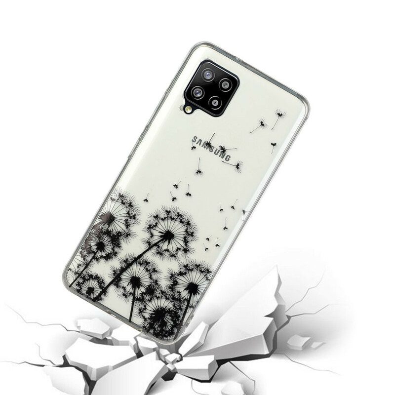 Hoesje voor Samsung Galaxy M12 / A12 Naadloze Zwarte Paardebloemen