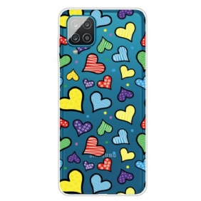 Hoesje voor Samsung Galaxy M12 / A12 Veelkleurige Harten