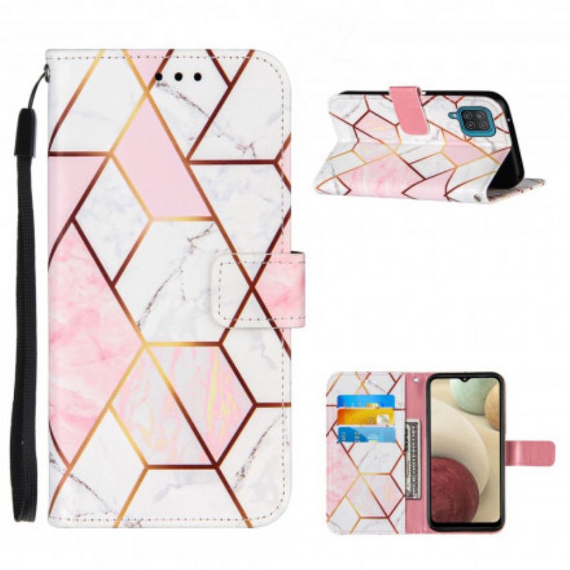 Leren Hoesje voor Samsung Galaxy M12 / A12 Geometrisch Marmer