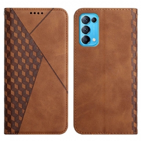 Bescherming Hoesje voor Oppo Find X3 Lite Folio-hoesje Geo Leereffect