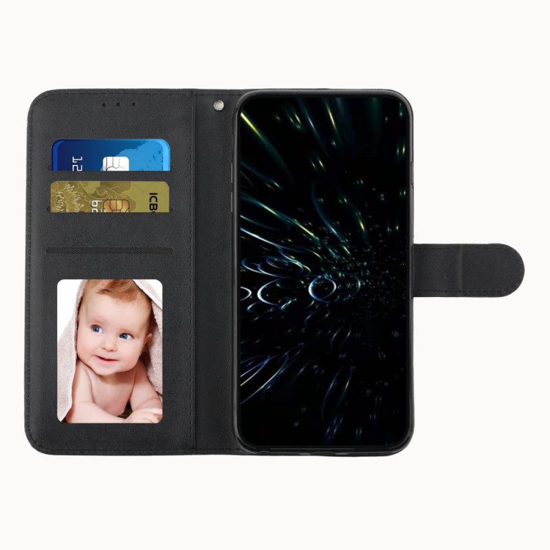 Folio-hoesje voor Oppo Find X3 Lite Met Ketting Geo-leereffect Met Bandjes